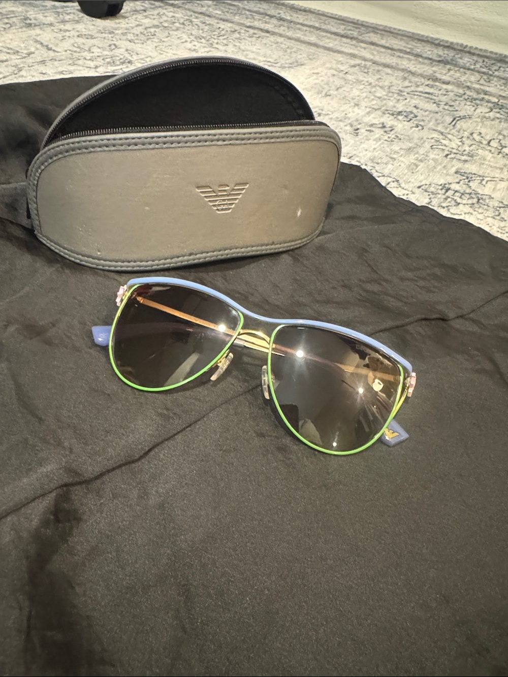 Emporio Armani Women's Blue & Green Aviator Sunglasses